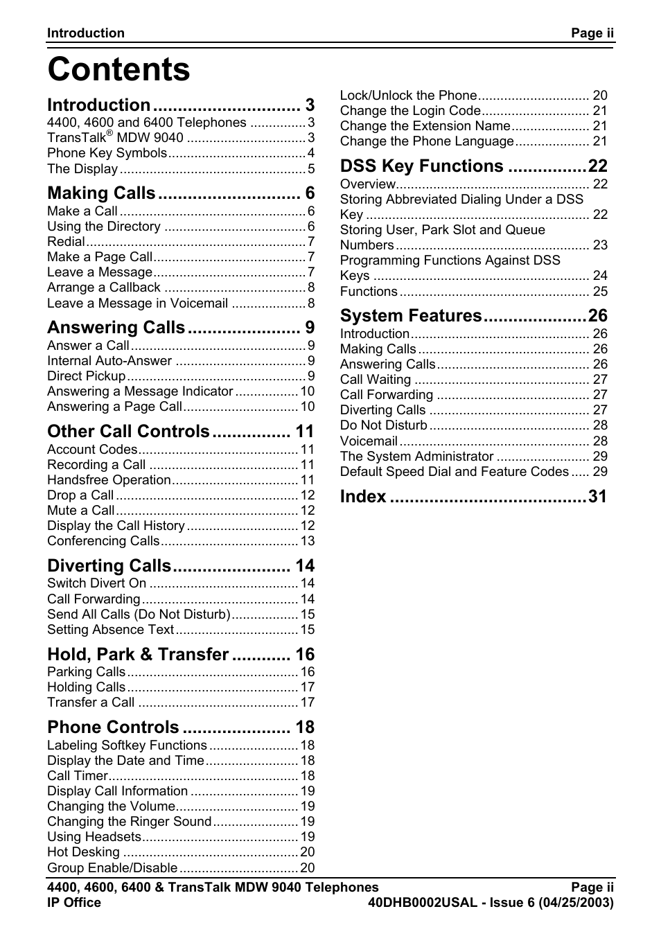 Avaya 6400 User Manual | Page 2 / 32