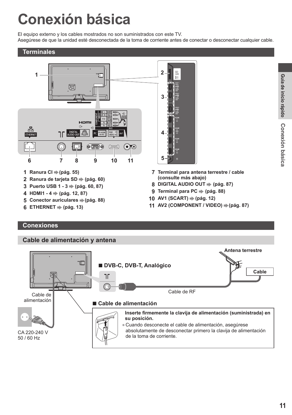 Conexión básica | Panasonic TXL42ET5E User Manual | Page 11 / 104