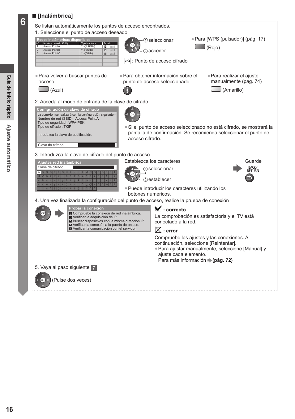 Ajuste automático, Inalámbrica | Panasonic TXL42ET5E User Manual | Page 16 / 104