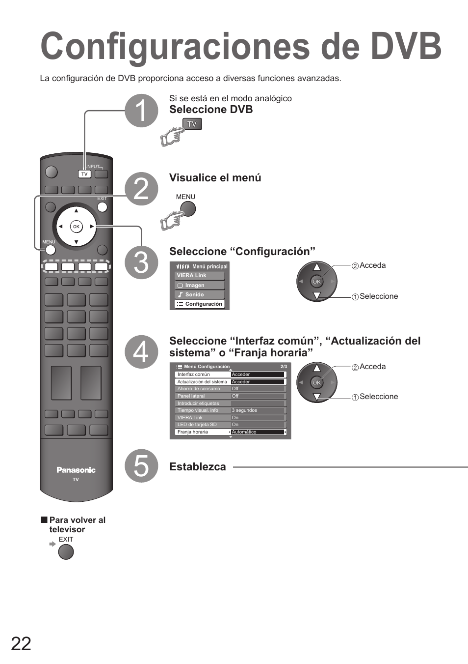 Confi guraciones de dvb | Panasonic TH50PZ700E User Manual | Page 22 / 48