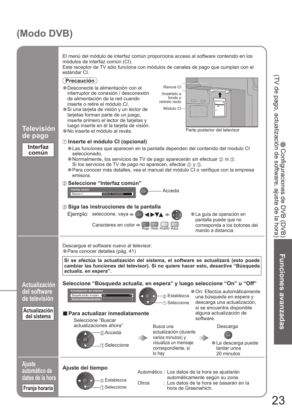 Modo dvb), Funciones avanzadas | Panasonic TH50PZ700E User Manual | Page 23 / 48