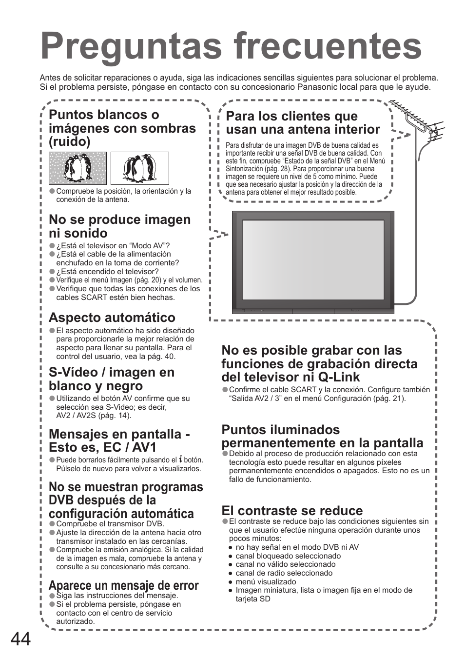 Preguntas frecuentes | Panasonic TH50PZ700E User Manual | Page 44 / 48