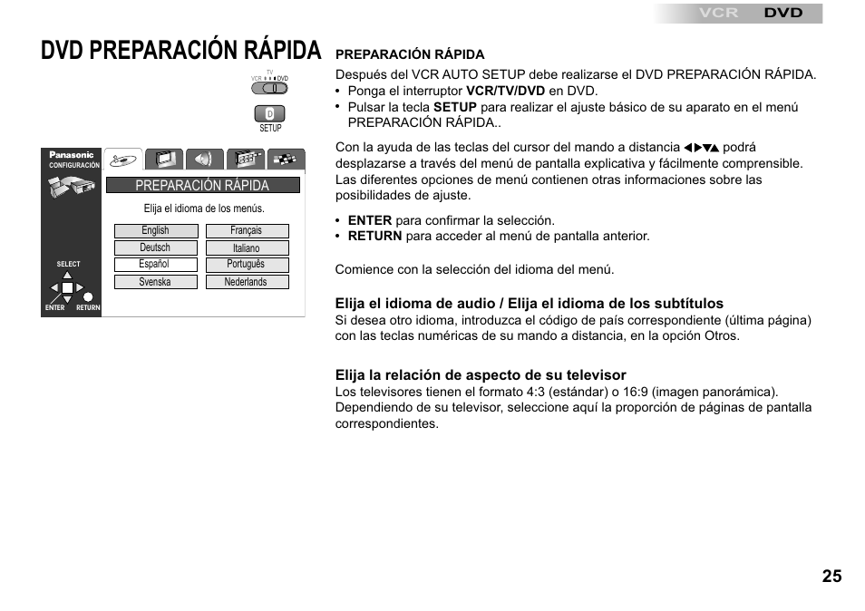 Dvd preparación rápida | Panasonic NVVP30 User Manual | Page 25 / 48