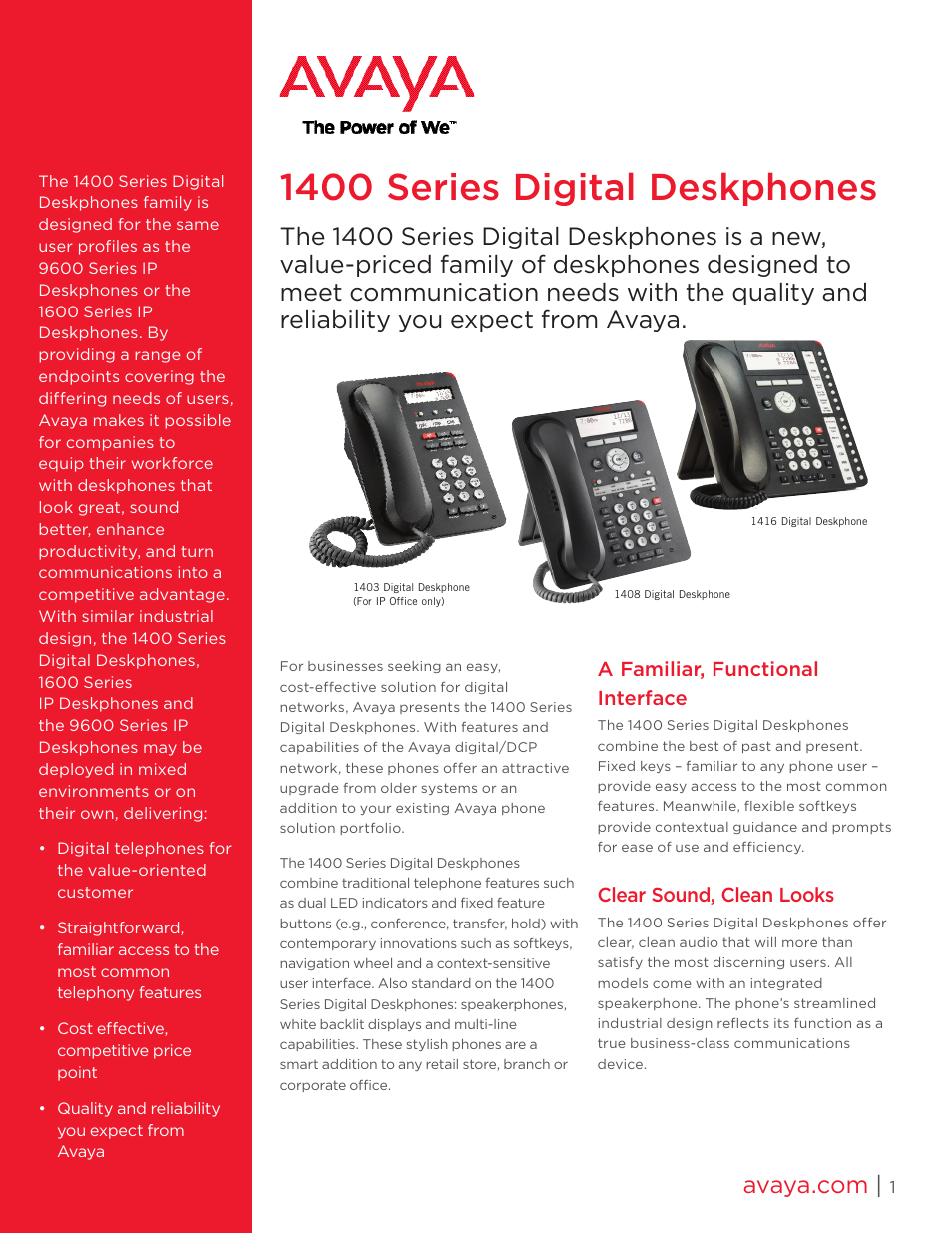 Avaya 1400 User Manual | 4 pages