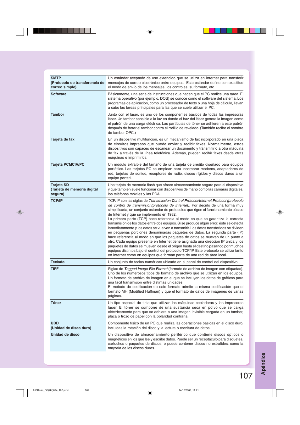 Apéndice | Panasonic DPC263 User Manual | Page 107 / 112