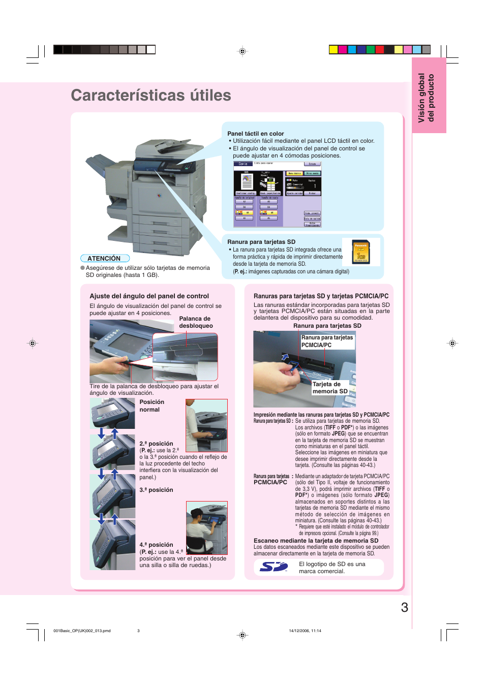 Características útiles | Panasonic DPC263 User Manual | Page 3 / 112