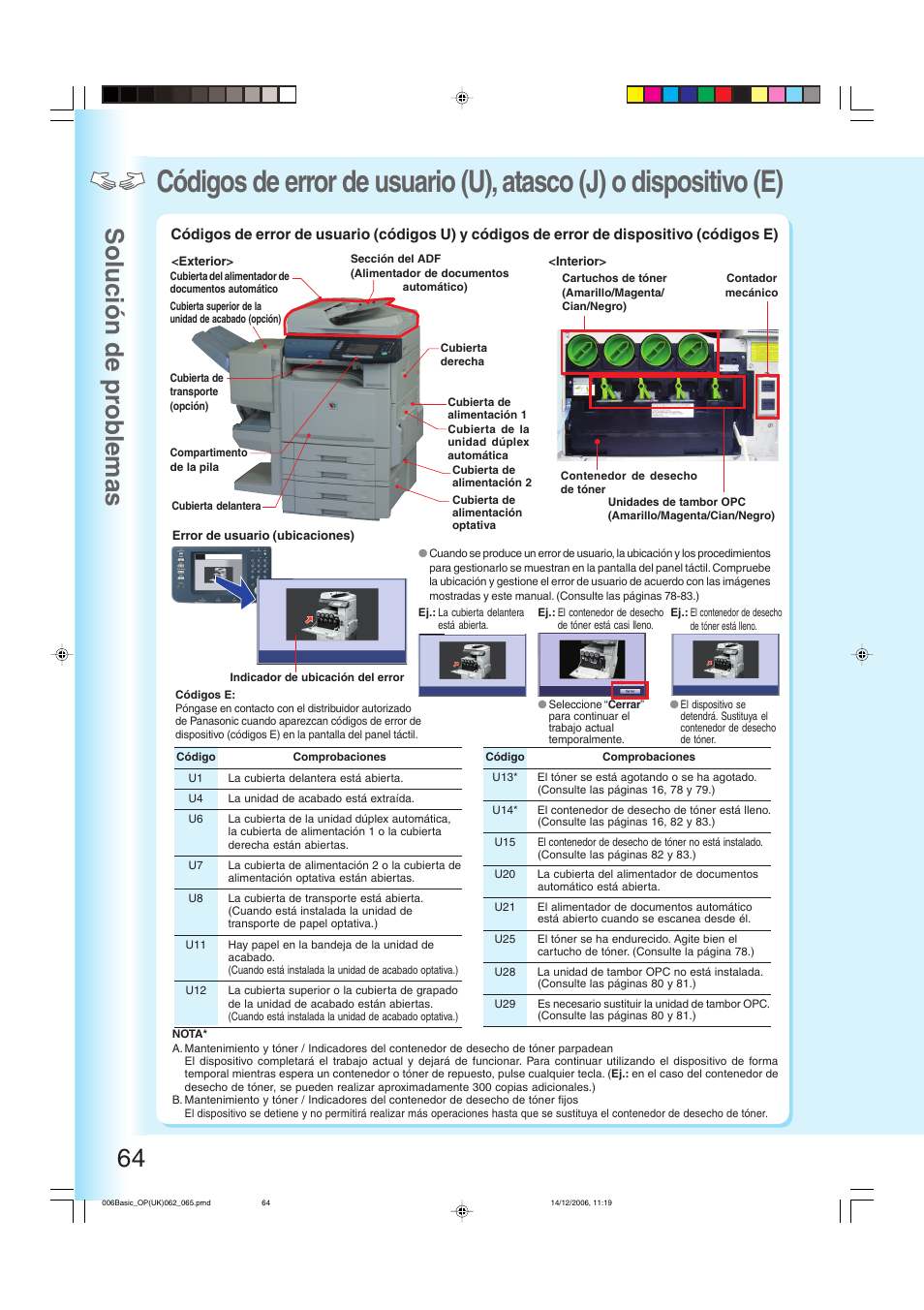 Solución de pr oblemas 64 | Panasonic DPC263 User Manual | Page 64 / 112