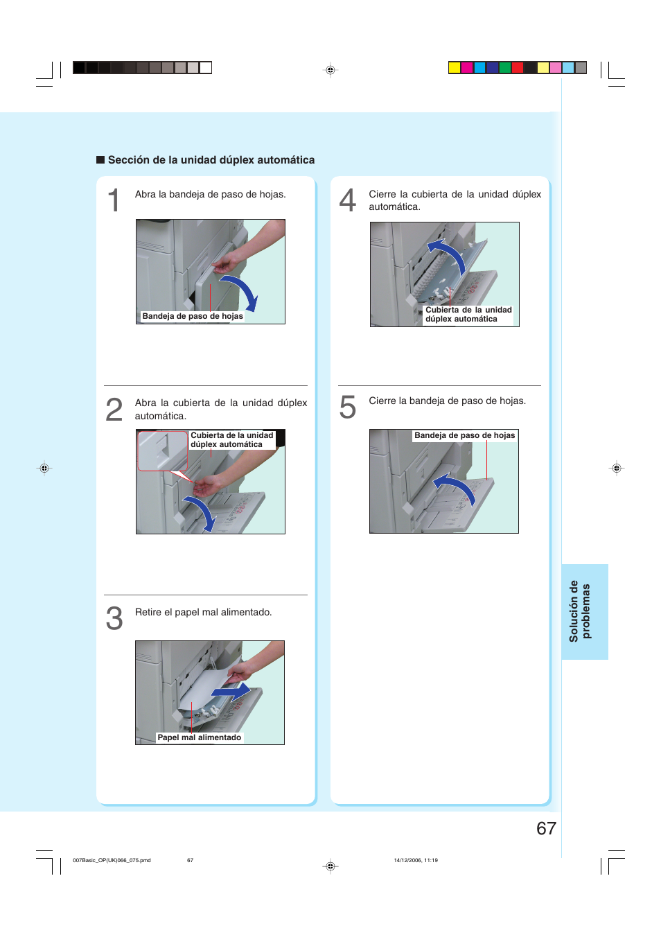 Sección de la unidad dúplex automática | Panasonic DPC263 User Manual | Page 67 / 112