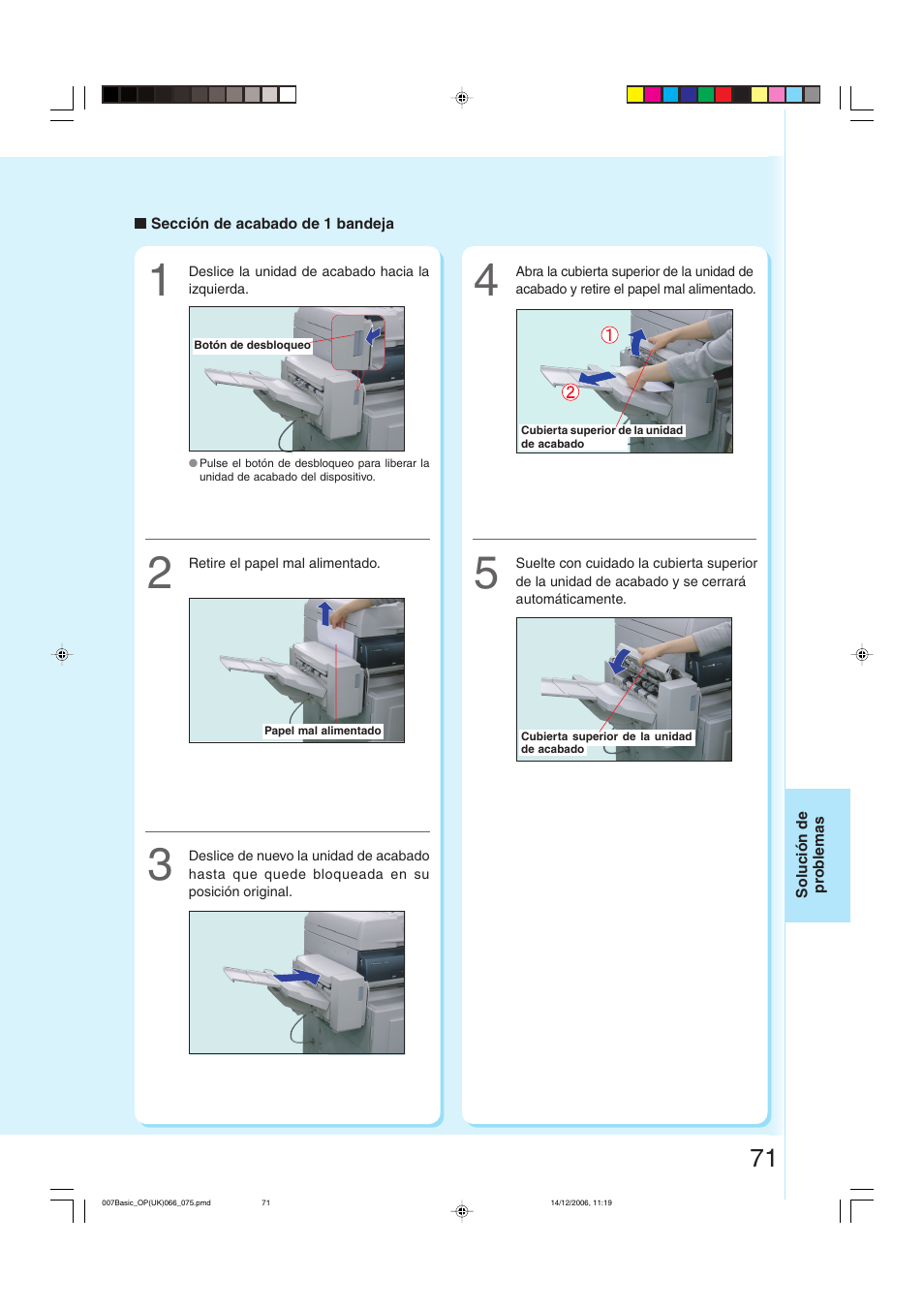 Sección de acabado de 1 bandeja | Panasonic DPC263 User Manual | Page 71 / 112