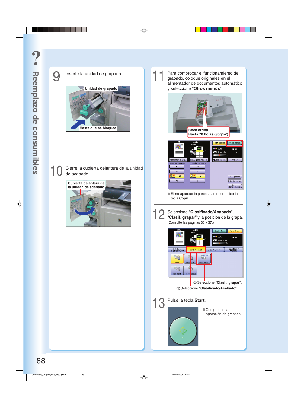 Reemplazo de consumib les 88 | Panasonic DPC263 User Manual | Page 88 / 112