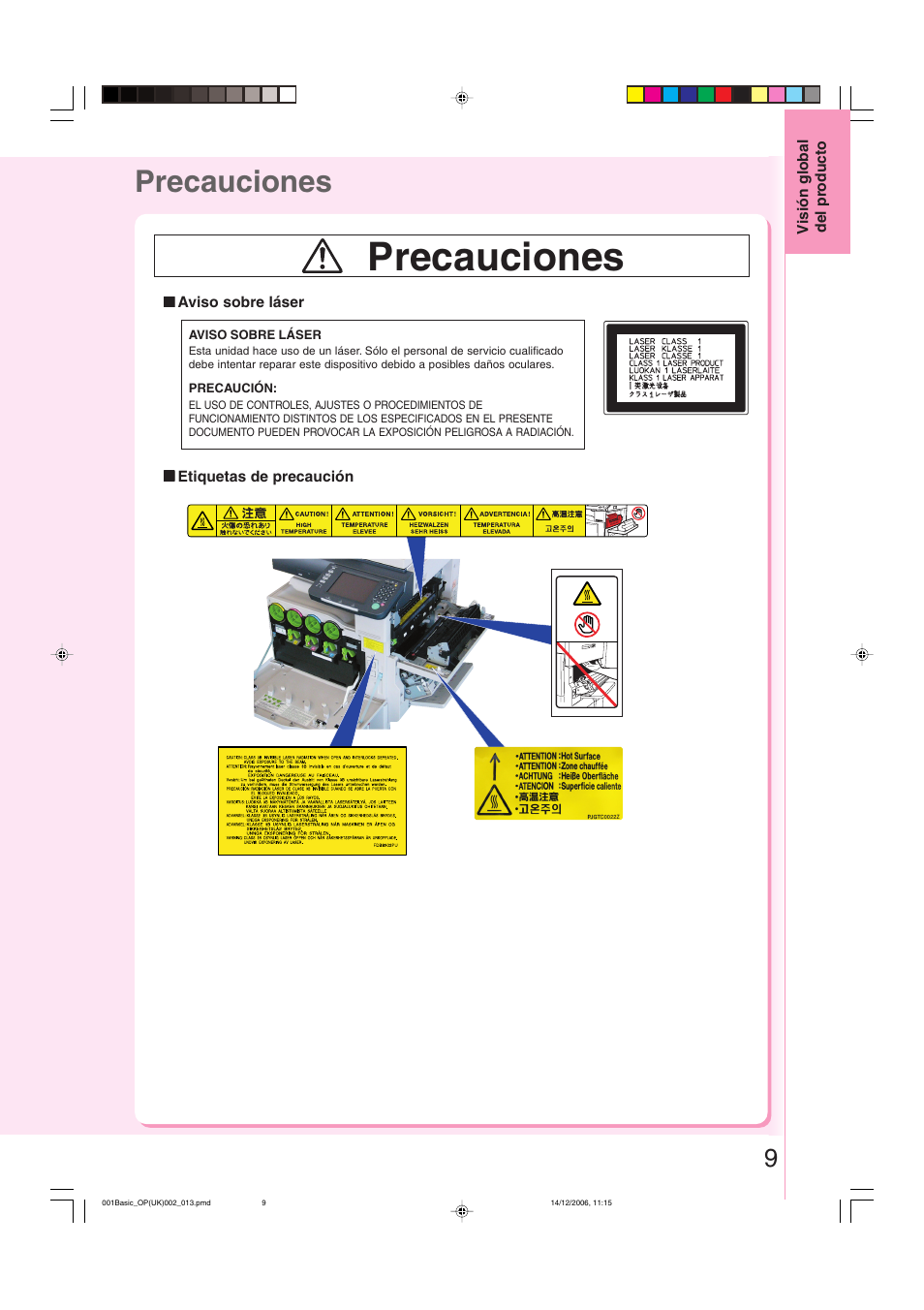 Precauciones | Panasonic DPC263 User Manual | Page 9 / 112