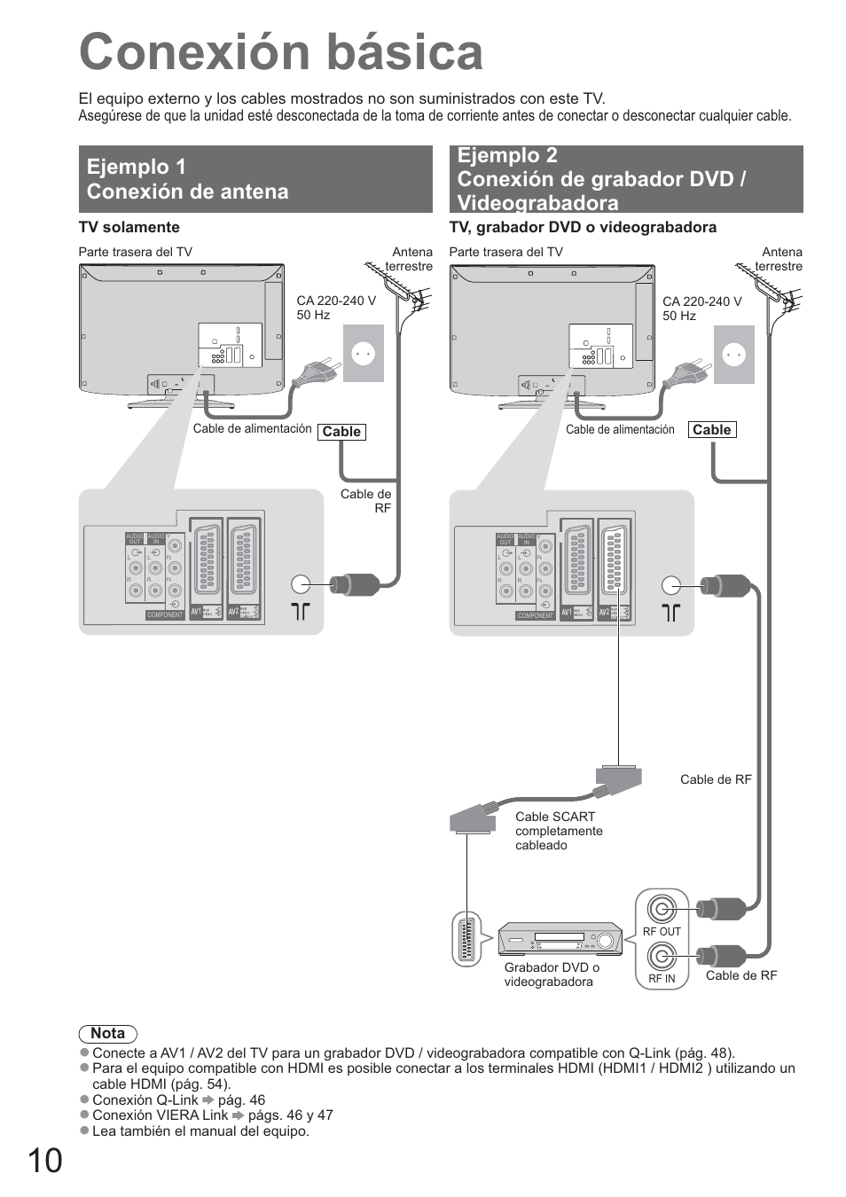 Conexión básica | Panasonic TXL42U10E User Manual | Page 10 / 64