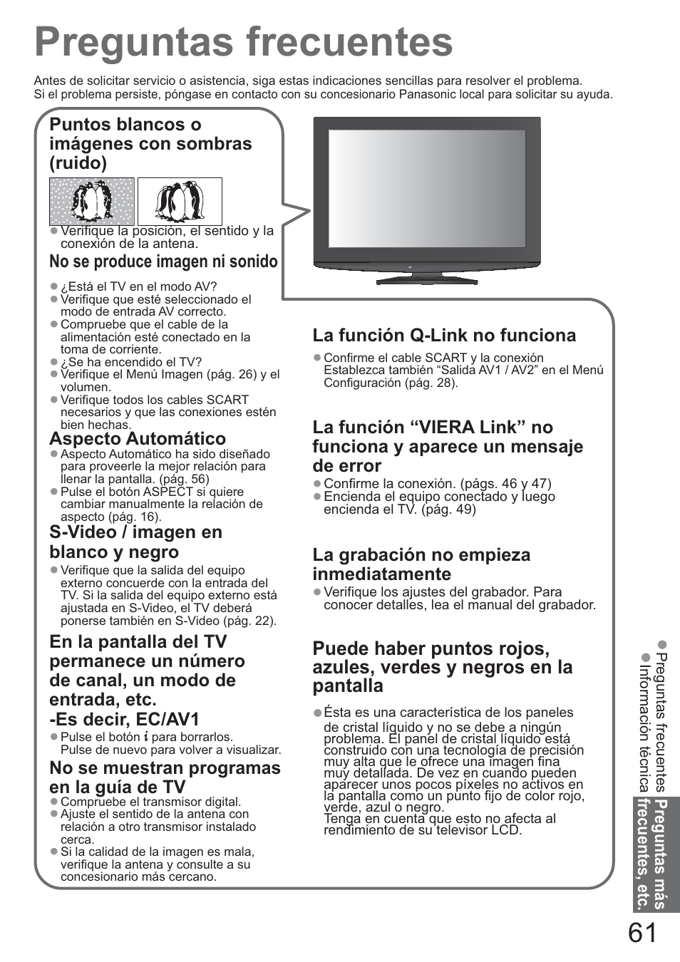 Preguntas frecuentes | Panasonic TXL42U10E User Manual | Page 61 / 64