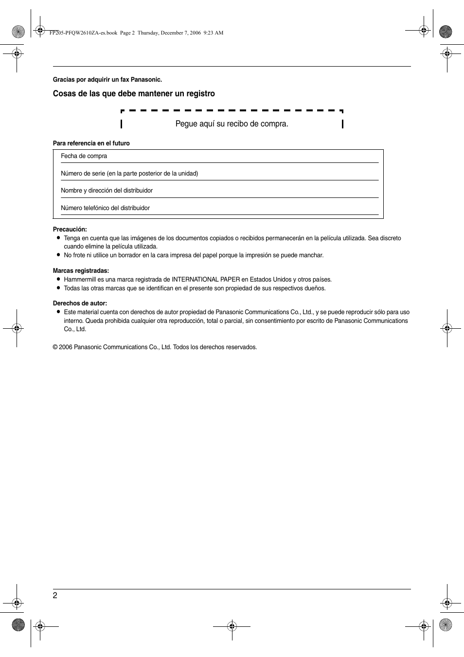 Panasonic KXFP205 User Manual | Page 2 / 52