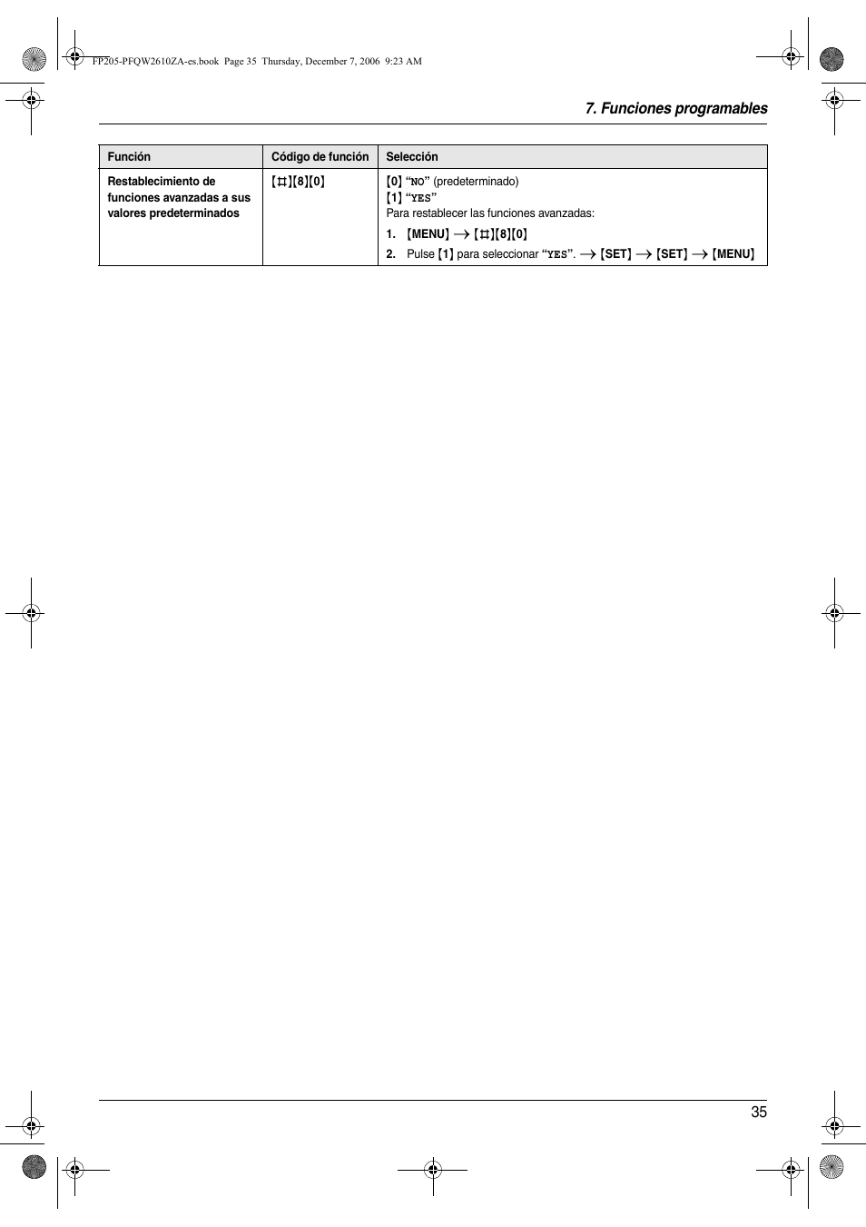 Funciones programables 35 | Panasonic KXFP205 User Manual | Page 35 / 52