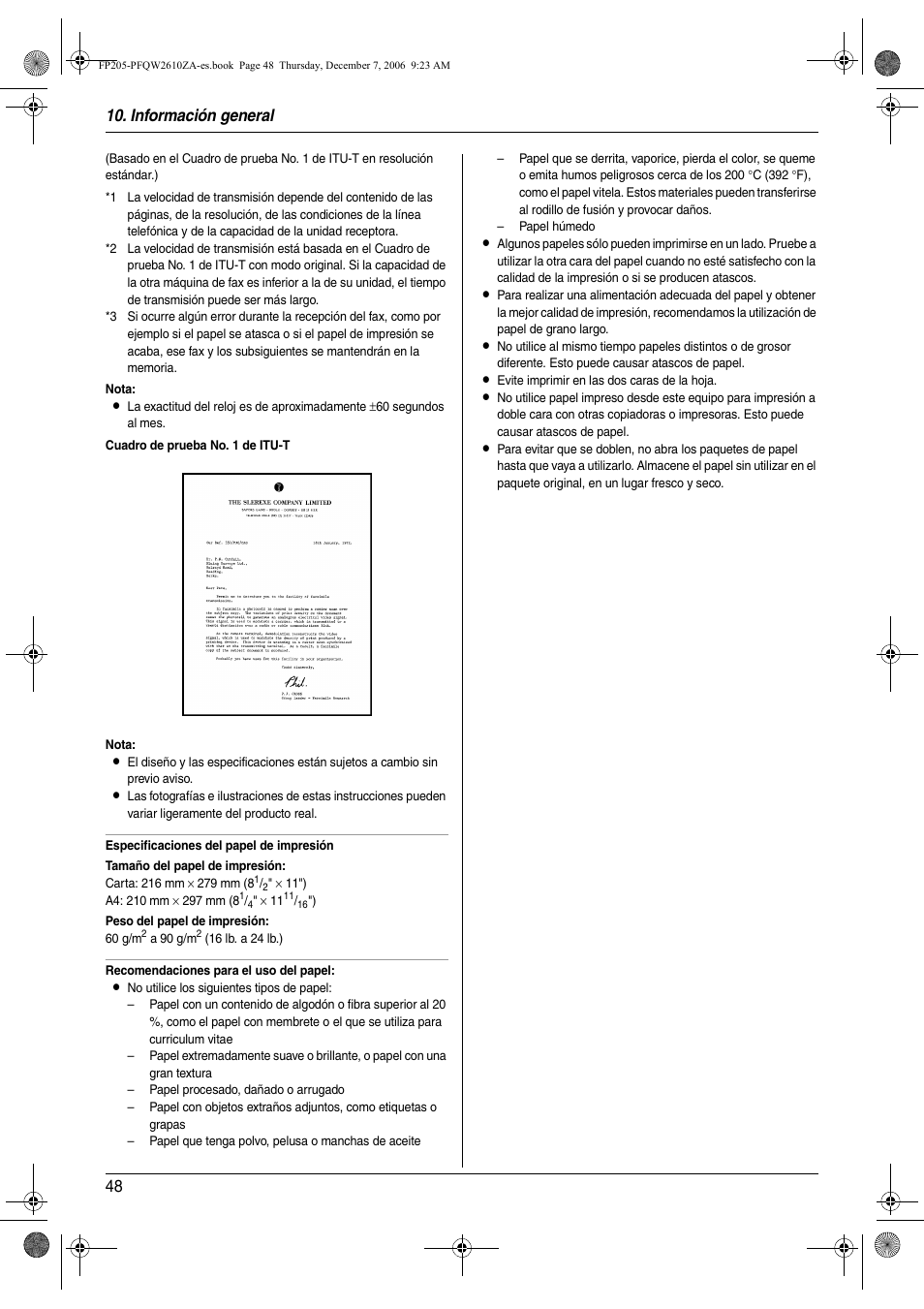 Información general 48 | Panasonic KXFP205 User Manual | Page 48 / 52