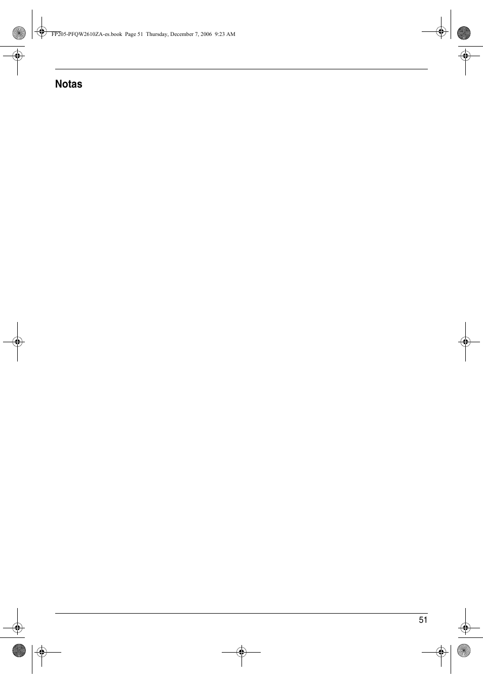 Notas | Panasonic KXFP205 User Manual | Page 51 / 52