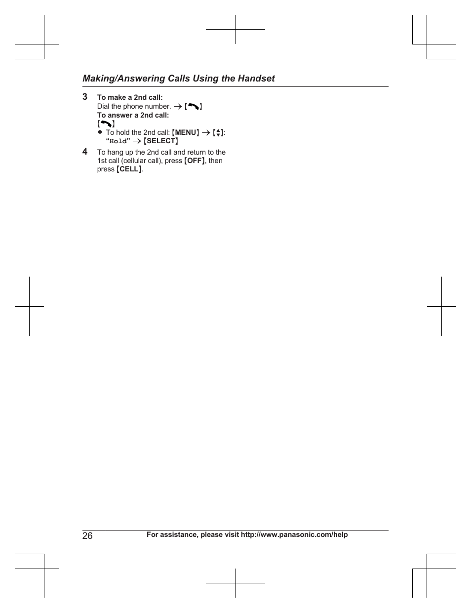 Making/answering calls using the handset | Panasonic KXTG7732 User Manual | Page 26 / 88