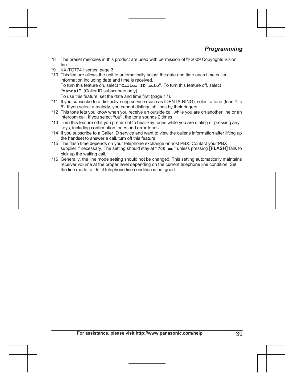 39 programming | Panasonic KXTG7732 User Manual | Page 39 / 88