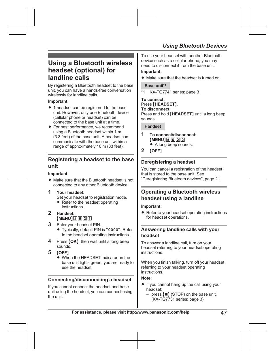 Panasonic KXTG7732 User Manual | Page 47 / 88