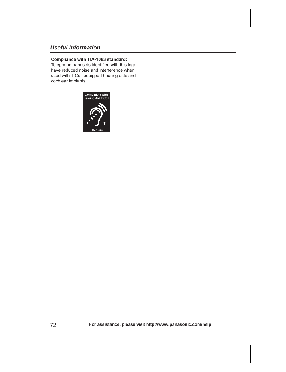 Useful information | Panasonic KXTG7732 User Manual | Page 72 / 88