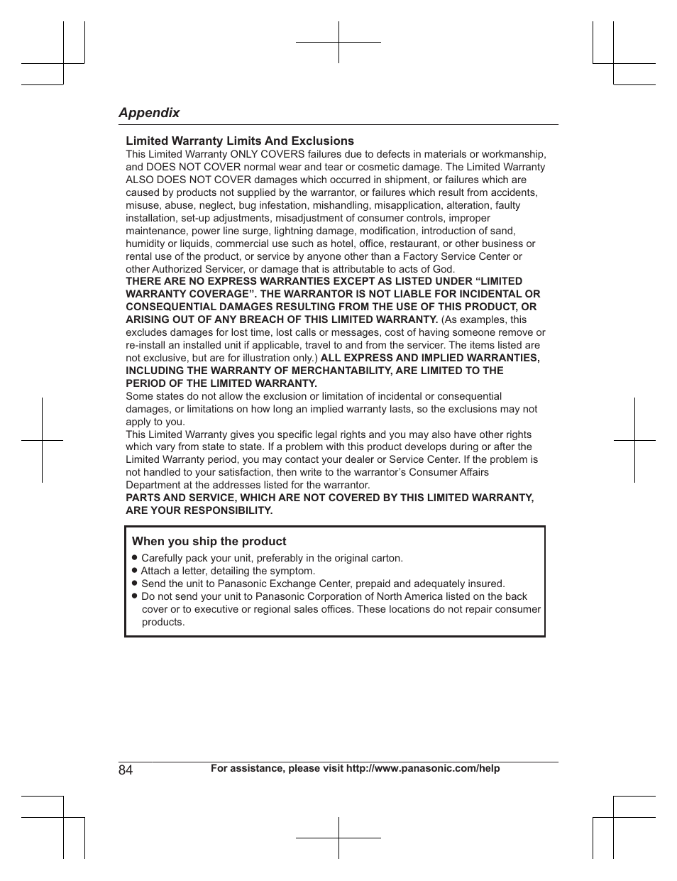 Appendix | Panasonic KXTG7732 User Manual | Page 84 / 88