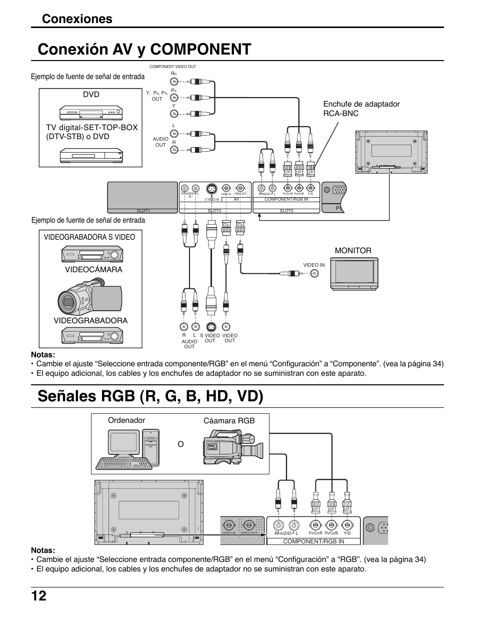 Conexiones | Panasonic TH42PWD7UY User Manual | Page 12 / 44