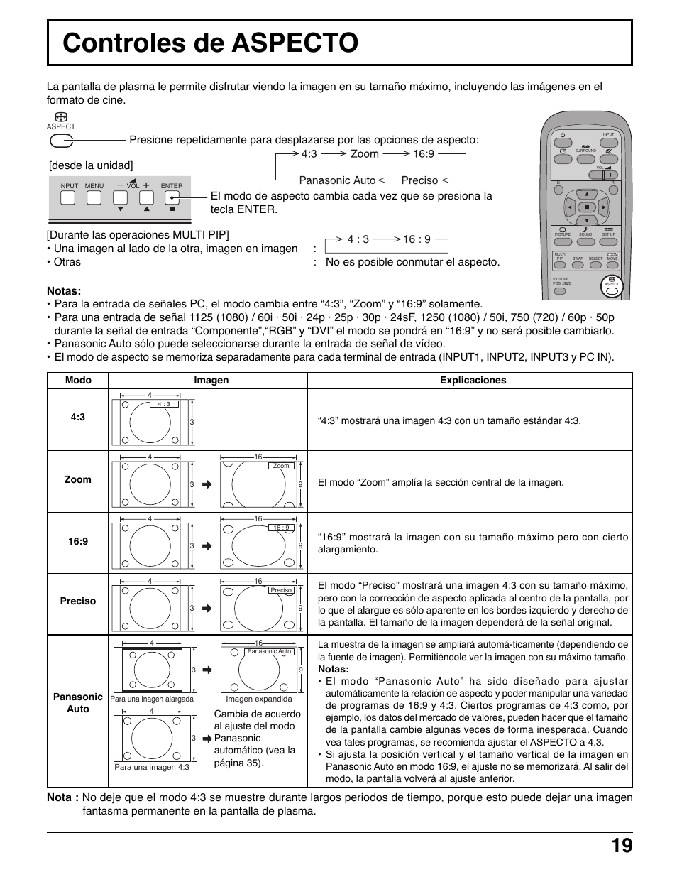 Controles de aspecto | Panasonic TH42PWD7UY User Manual | Page 19 / 44
