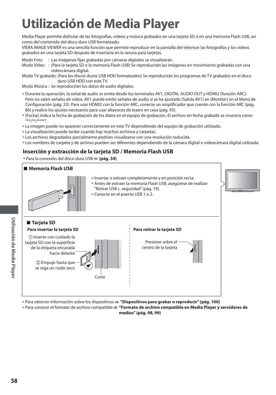 Utilización de media player | Panasonic TXL19D35ES User Manual | Page 58 / 108