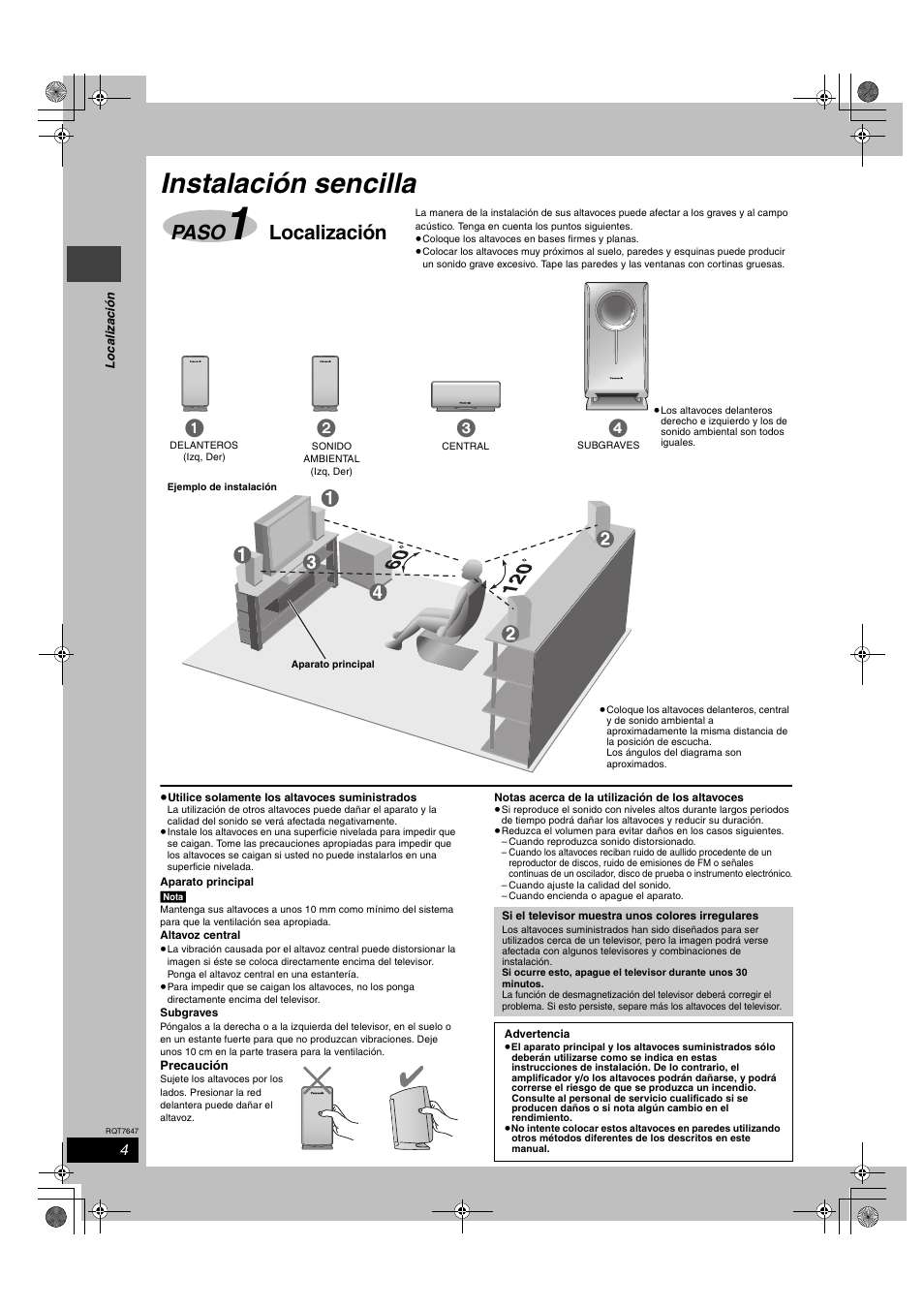 Instalación sencilla, Paso, Localización | Panasonic SCHT520 User Manual | Page 4 / 32