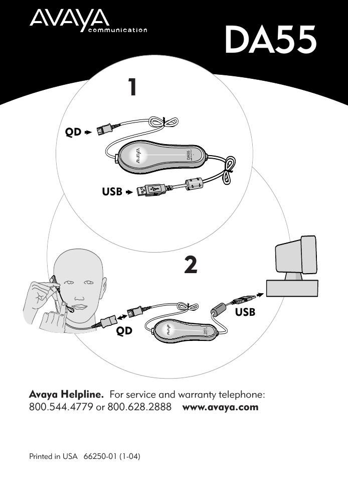 Avaya Headsets DA55 User Manual | 2 pages