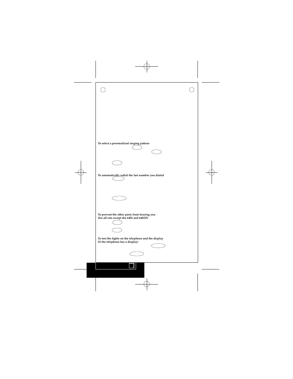 Select ring, Last number dialed, Speaker or speakerphone | Test | Avaya 6400 Series User Manual | Page 3 / 6