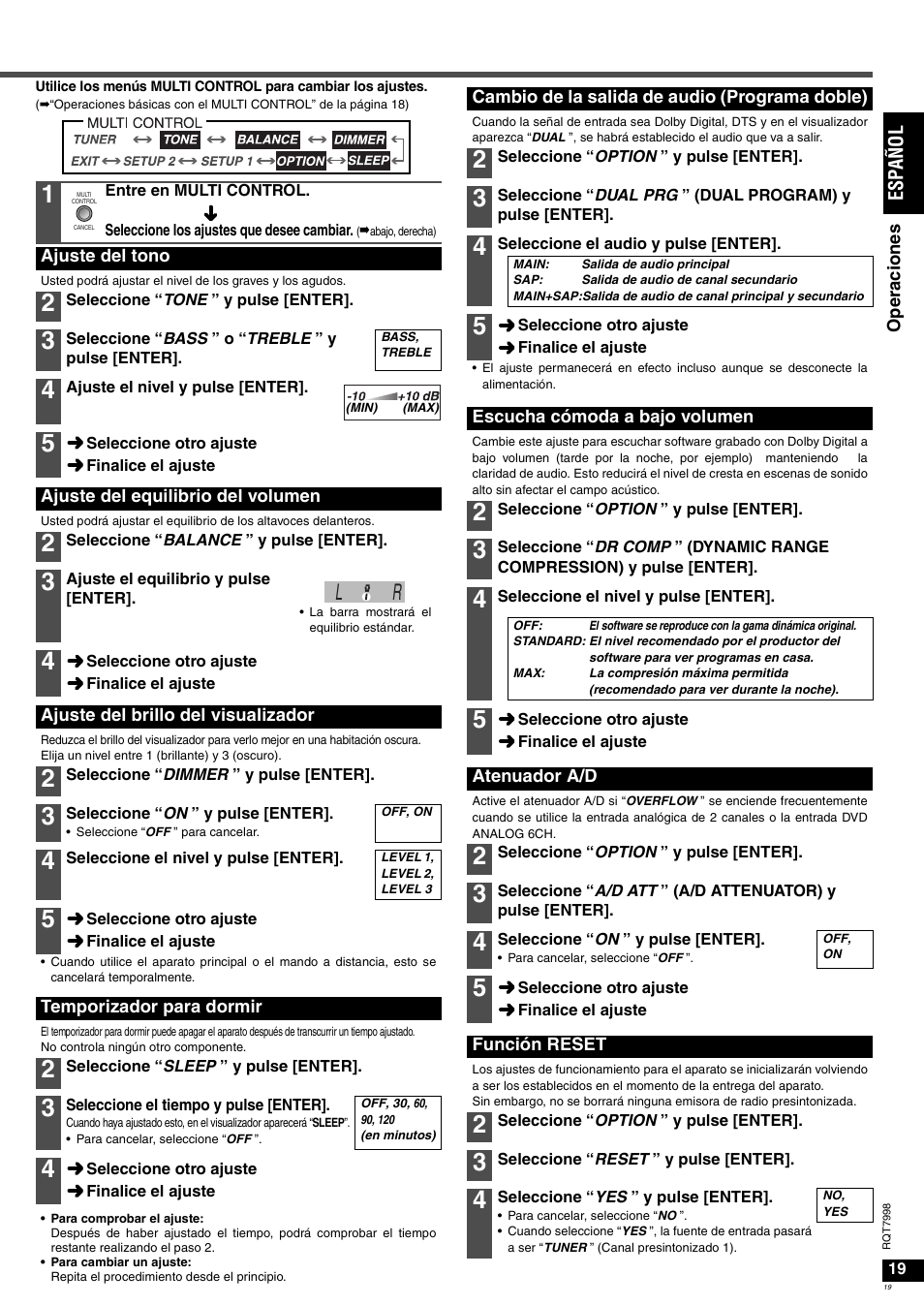 Es pañol | Panasonic SAXR55 User Manual | Page 19 / 84