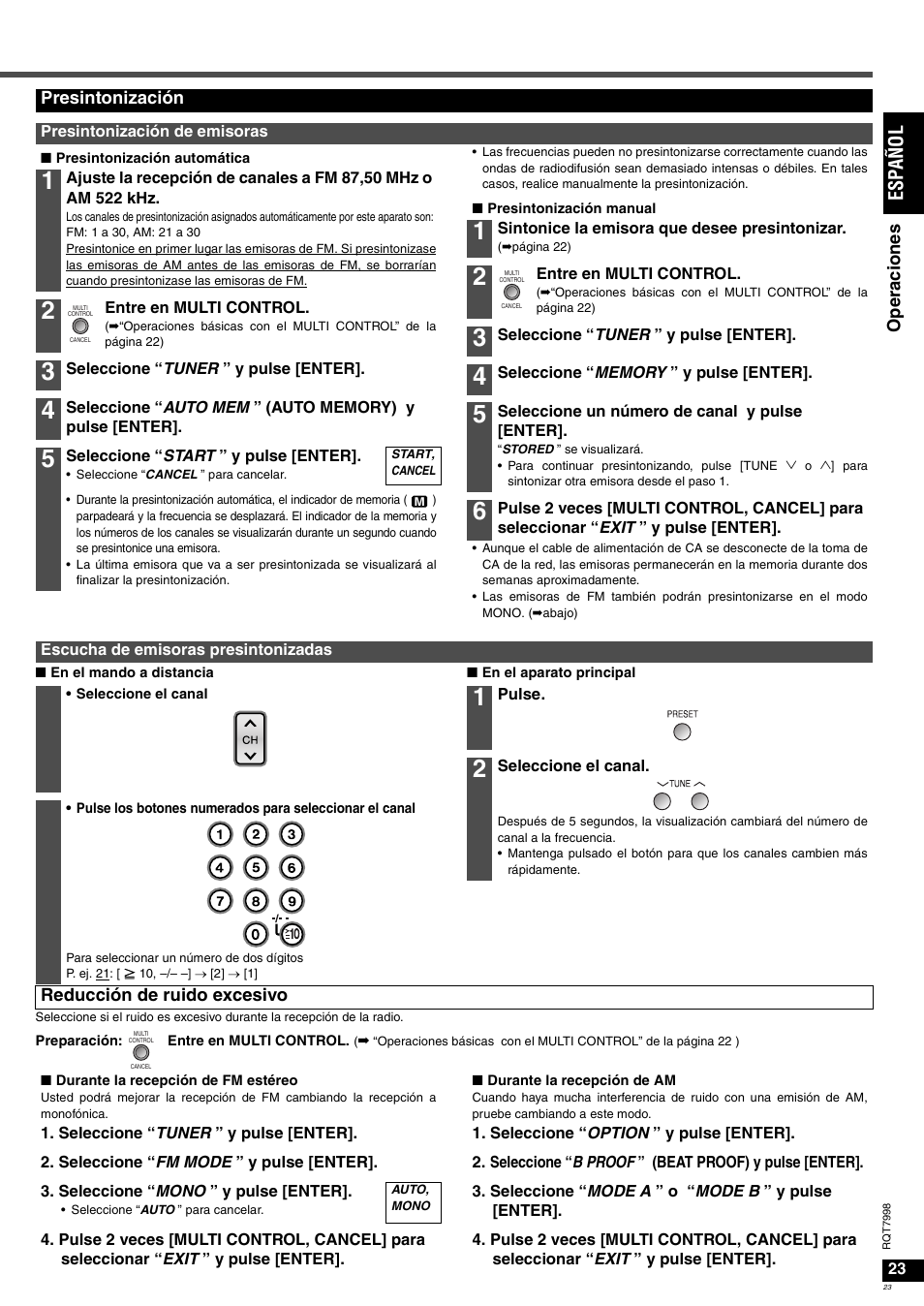 Es pañol | Panasonic SAXR55 User Manual | Page 23 / 84