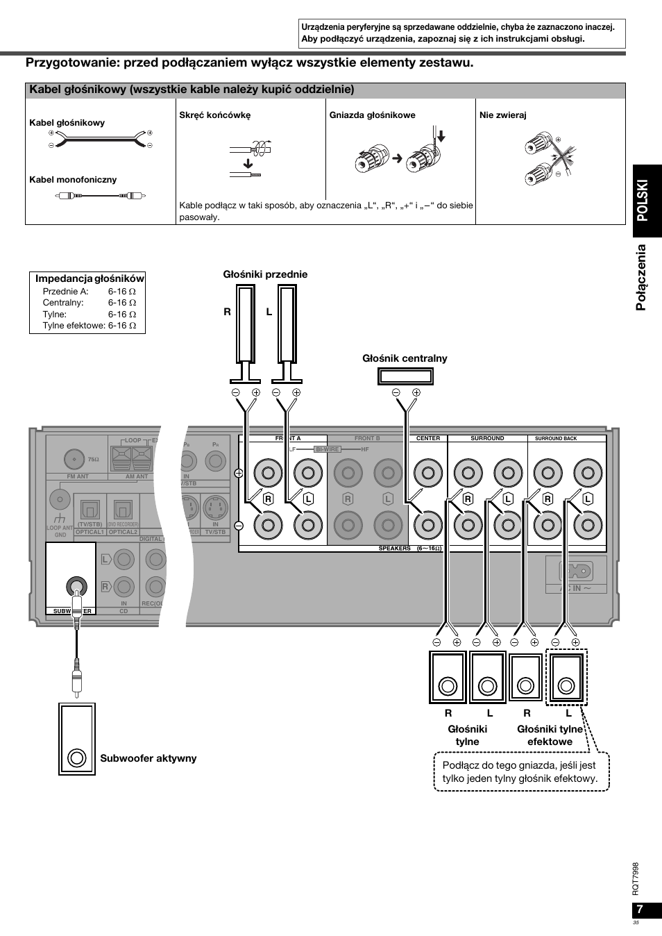 Po l s ki, Po łą cz en ia | Panasonic SAXR55 User Manual | Page 35 / 84