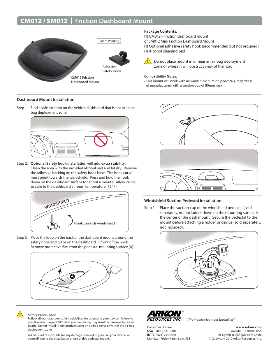 Arkon CM012 User Manual | 1 page