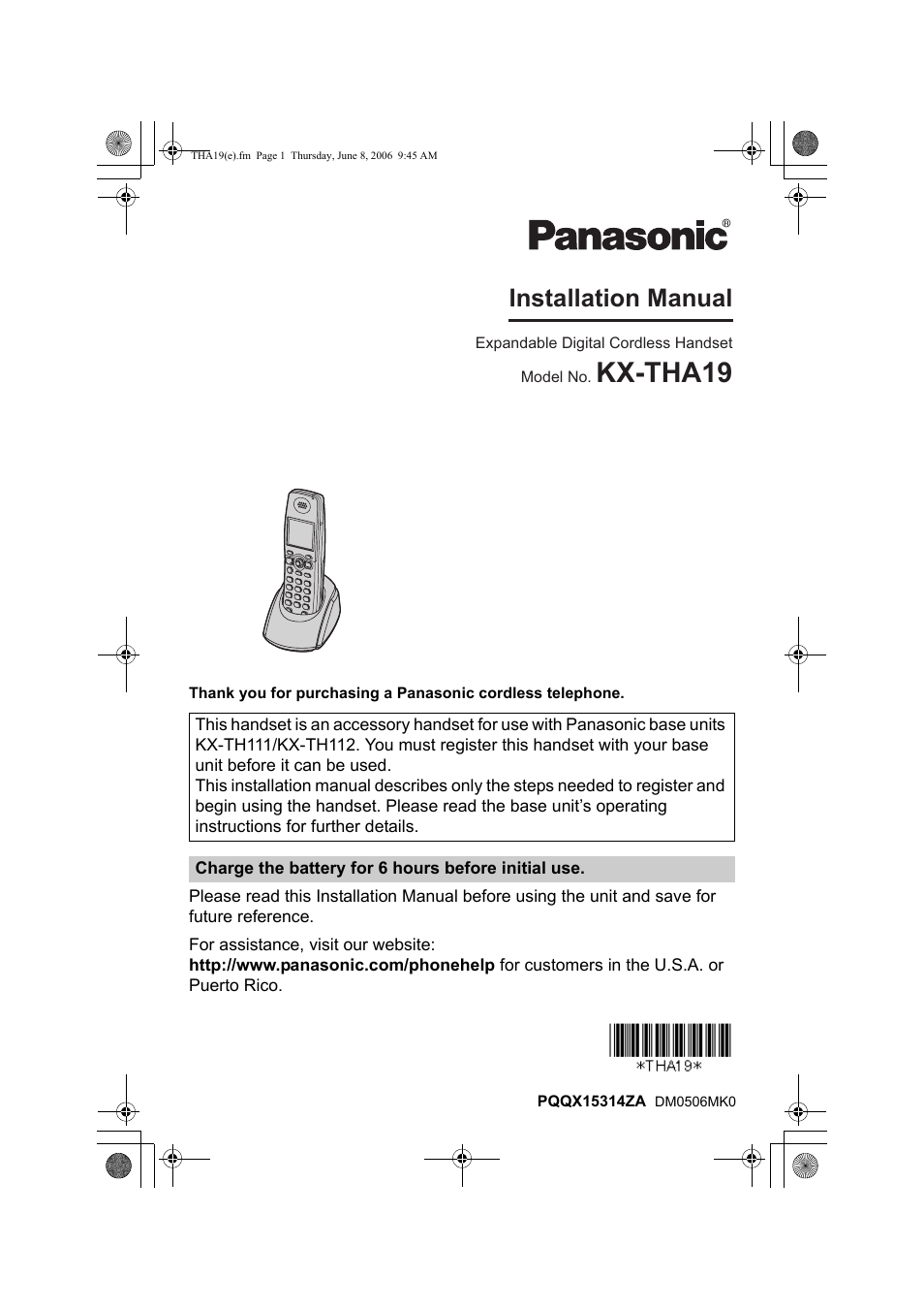 Panasonic KXTHA19 User Manual | 20 pages