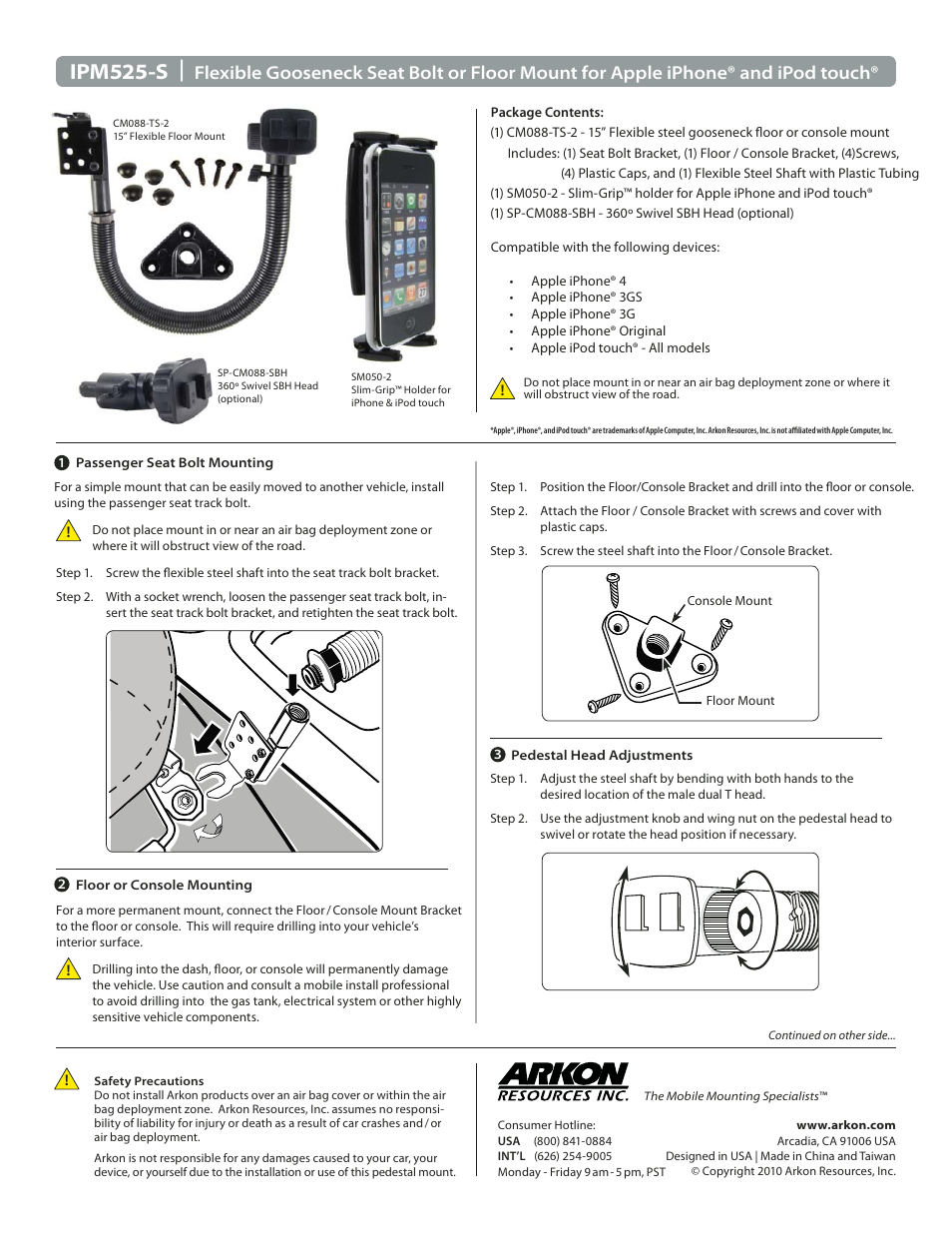 Arkon IPM525-S User Manual | 2 pages