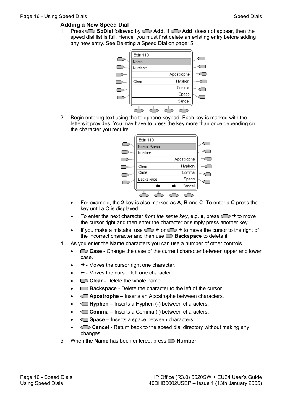 Adding a new speed dial | Avaya 5620SW + EU24 User Manual | Page 16 / 70