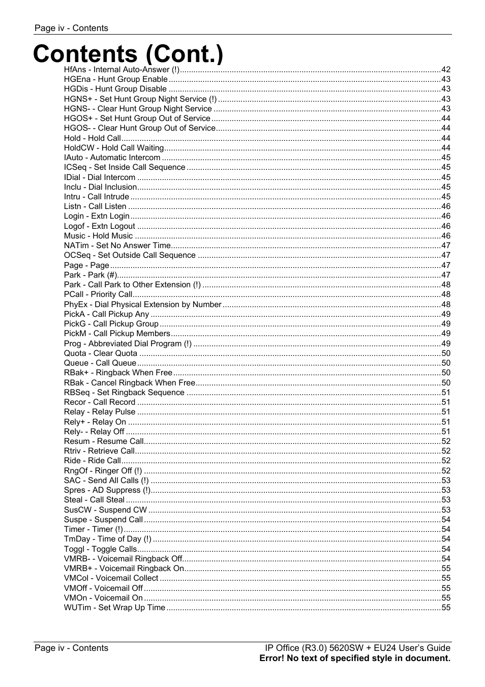 Contents (cont.) | Avaya 5620SW + EU24 User Manual | Page 4 / 70