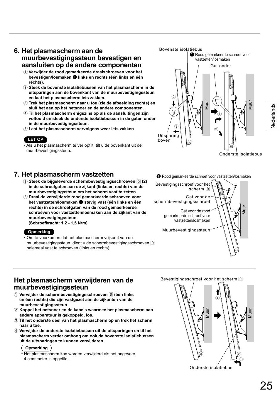 Het plasmascherm vastzetten, Nederlands | Panasonic TYWK42PR20 User Manual | Page 25 / 72