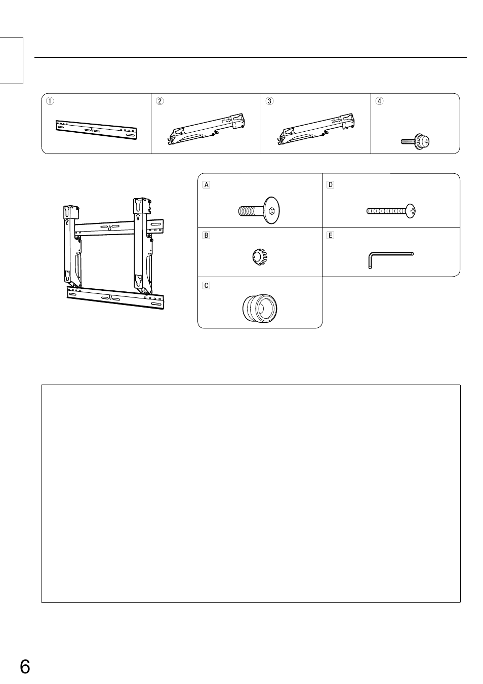 構成部品, 取り付け工事上の留意点, 壁掛け金具組み立て用部品 | 取り付け用部品 | Panasonic TYWK42PR20 User Manual | Page 6 / 72