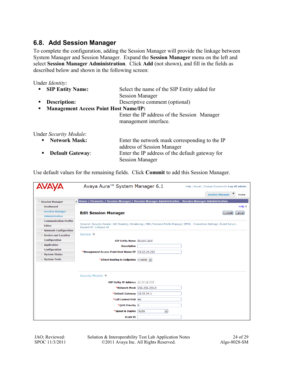 Avaya ALGO-8028-SM User Manual | Page 24 / 29