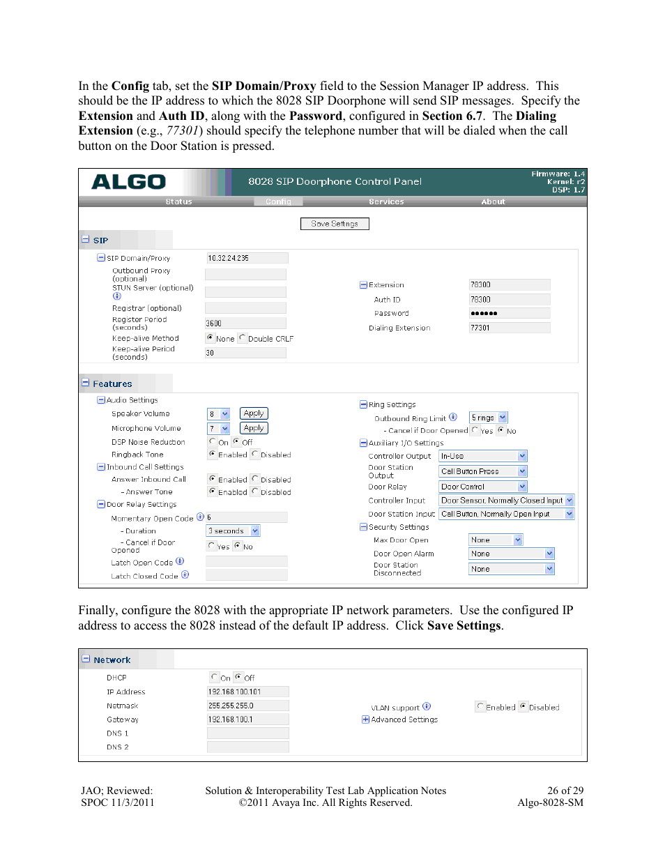 Avaya ALGO-8028-SM User Manual | Page 26 / 29