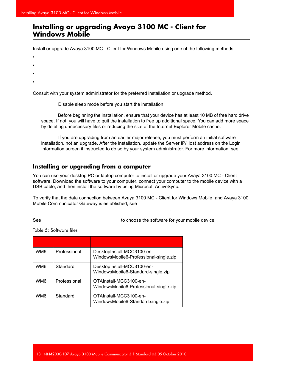 Installing or upgrading from a computer | Avaya 3100 User Manual | Page 18 / 84
