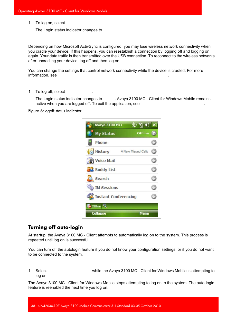 Turning off auto-login | Avaya 3100 User Manual | Page 38 / 84