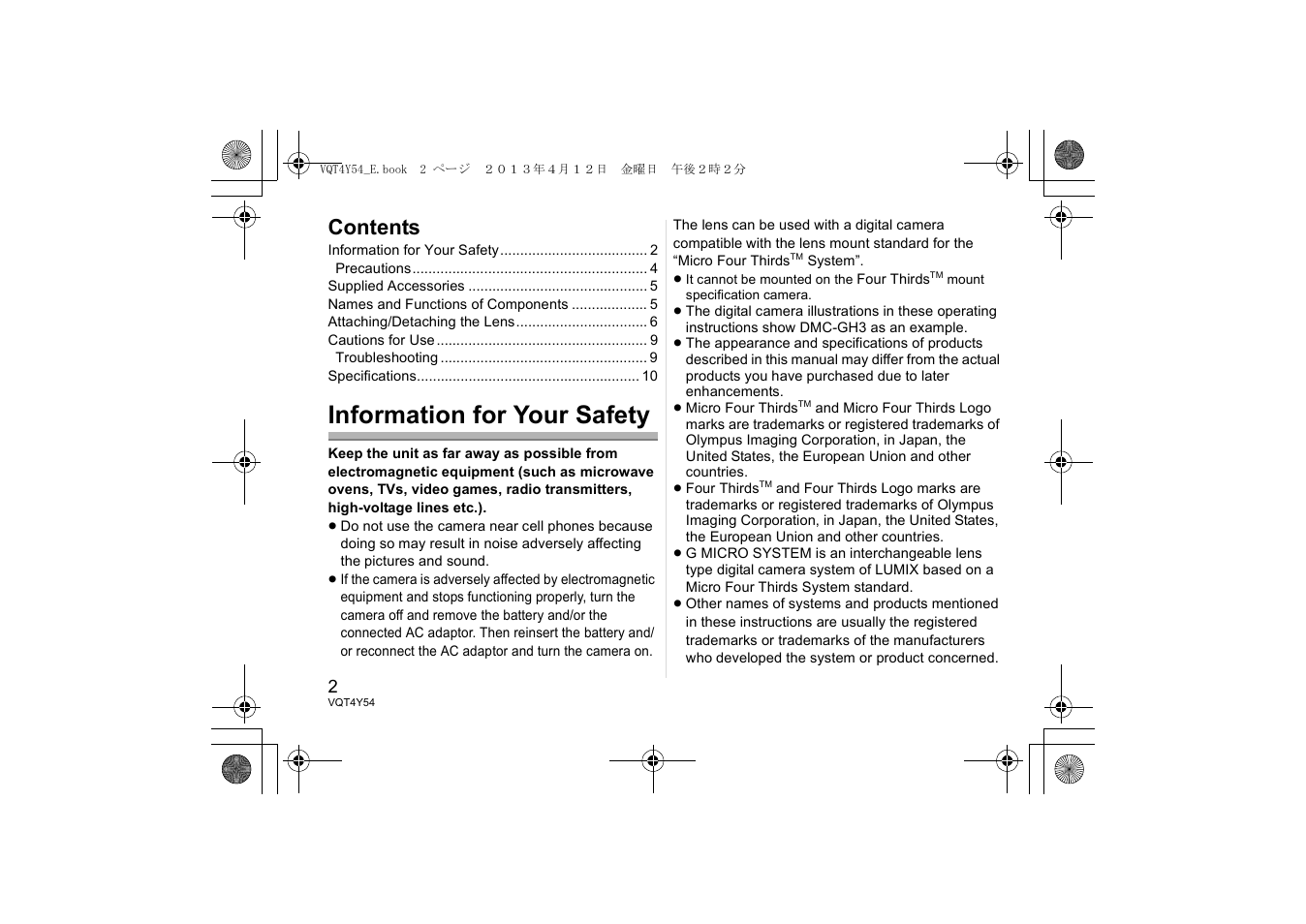 Panasonic HFS14140E User Manual | Page 2 / 72