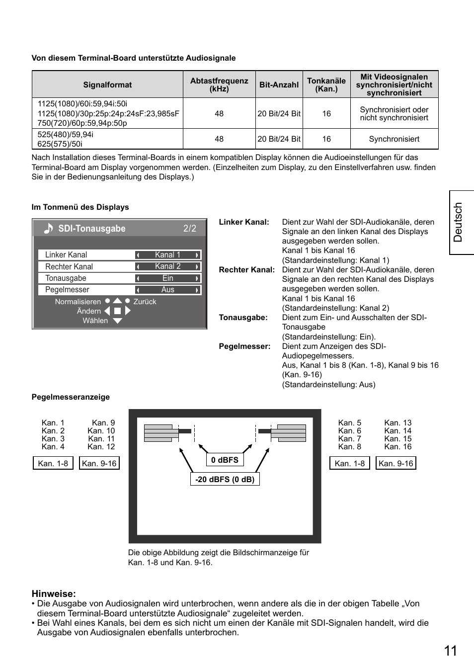 Deutsch | Panasonic TYFB10HD User Manual | Page 11 / 32