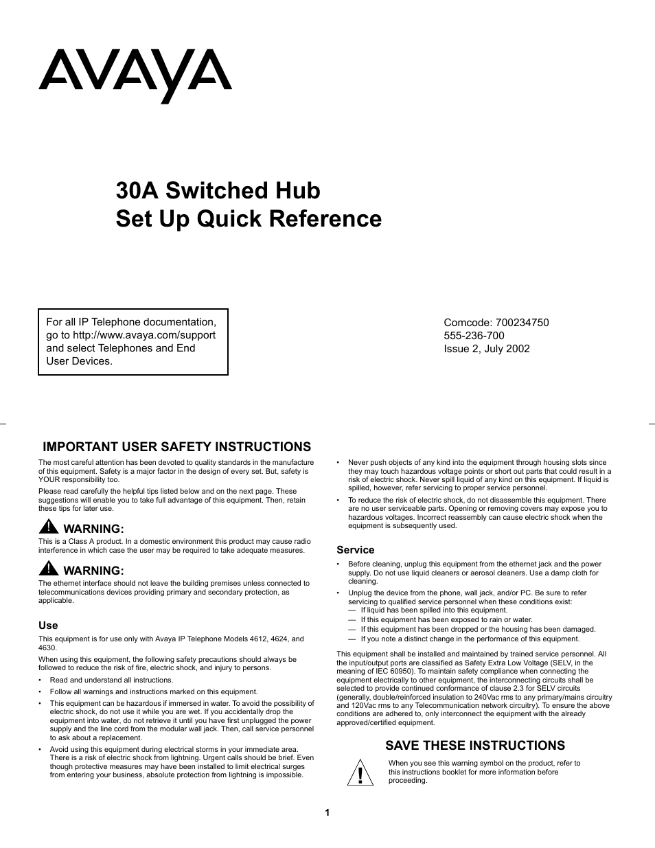 Avaya 700234750 User Manual | 14 pages