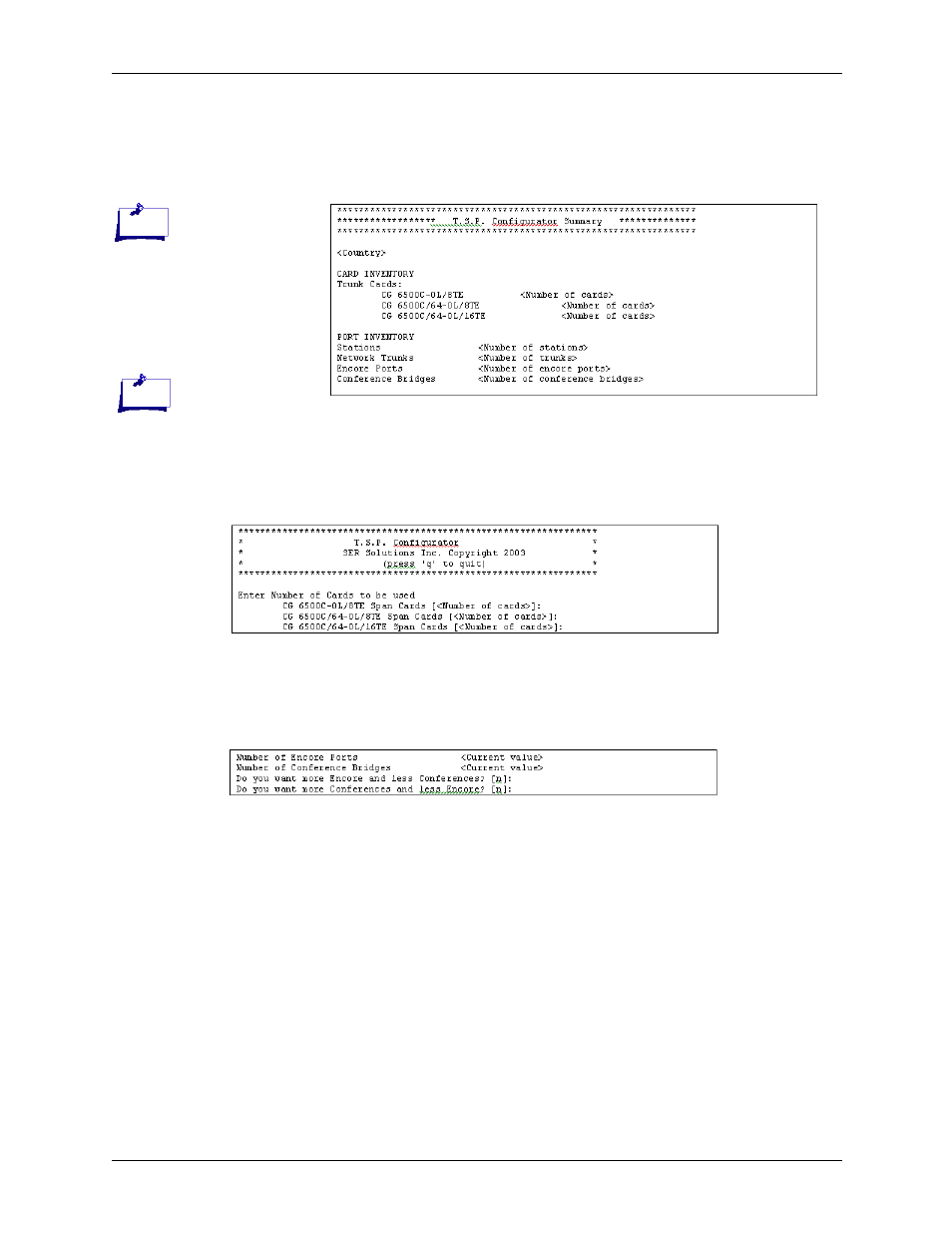 Encore and conferencing information, Card information | Avaya CPSEE_TSP500 User Manual | Page 149 / 216